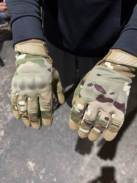 Перчатки сенсорные тактические полнопалые с защитой костяшек пальцев L Мультикам - изображение 2