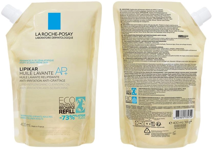 Олія для ванни і душу La Roche-Posay Lipikar AP+ Eco-Refill Huile Lavante 400 мл (3337875735759) - зображення 2