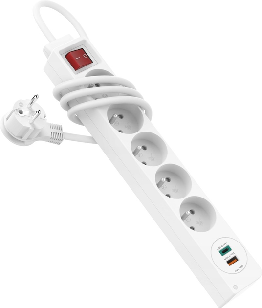 Listwa przeciwprzepięciowa Hama 5 gniazd - USB Type-C - USB Type-A 1.4 m White (4047443478535) - obraz 2