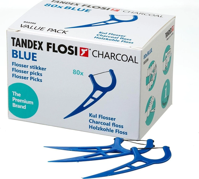 Флоссер Tandex з вуглецевою ниткою Синій 80 шт (5703459006115) - зображення 1