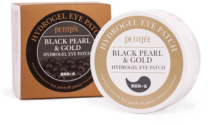 Płatki pod oczy Petitfee Black Pearl & Gold Hydrogel Eye Patch wygładzające hydrożelowe ze złotem i wyciągiem z czarnej perły 60 szt (8809239801820) - obraz 1