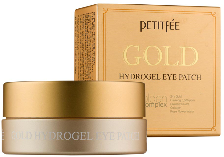 Płatki pod oczy Petitfee Gold Hydrogel Eye Patch nawilżająco-rozświetlające hydrożelowe ze złotem 60 szt (8809239803596) - obraz 1