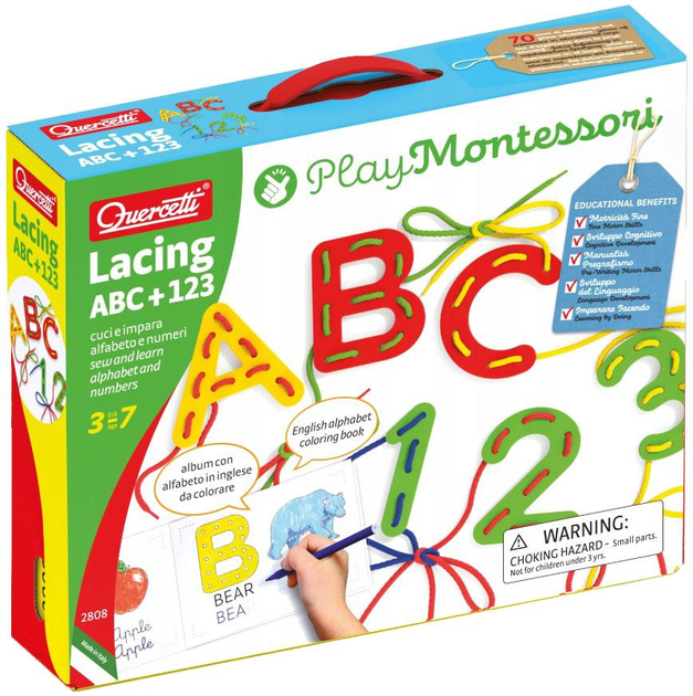 Навчальний набір Quercetti Play Montessori Переплетення ABC + 123 (5902447017359) - зображення 1