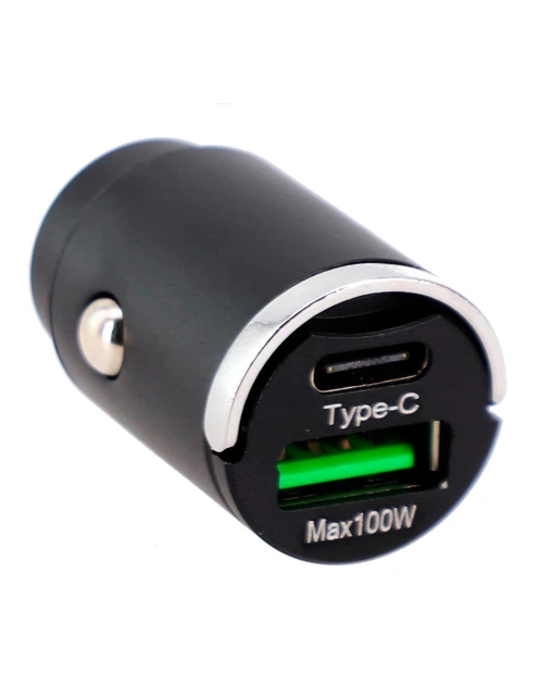 Автомобильная зарядка USB+Type-С 12-24V 100W mini Быстрая зарядка (80135) - изображение 3