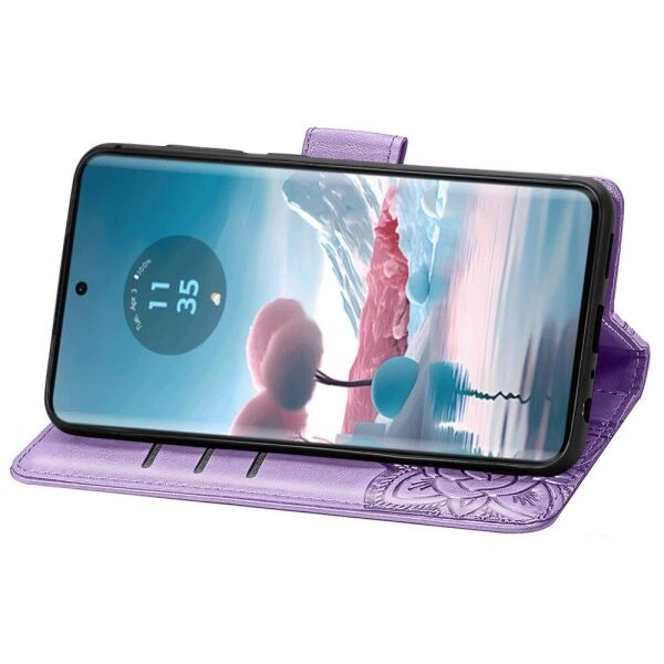 Чехол-книжка с рисунком UniCase Butterfly Pattern для Motorola Edge 40 Neo - Light Purple - изображение 3