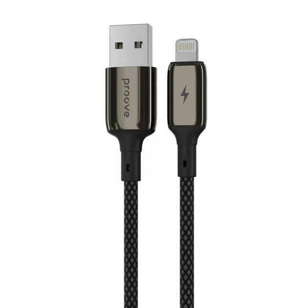 Кабель Proove Dense Metal Lightning 2.4A 1m Cable Black - Фото 1 Кабель Proove Dense Metal Lightning 2.4A 1m Cable Black - изображение 1