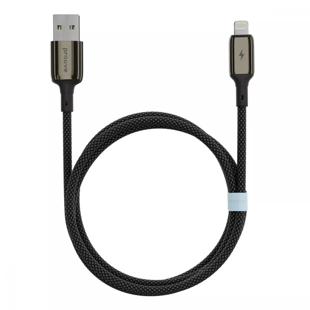 Кабель Proove Dense Metal Lightning 2.4A 1m Cable Black - Фото 2 Кабель Proove Dense Metal Lightning 2.4A 1m Cable Black - изображение 2
