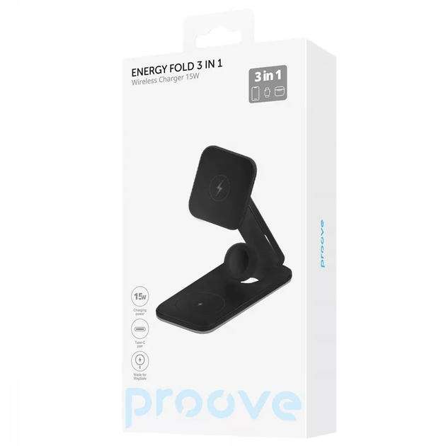 Беспроводное зарядное устройство Proove Energy Fold 3 in 1 Black - изображение 5