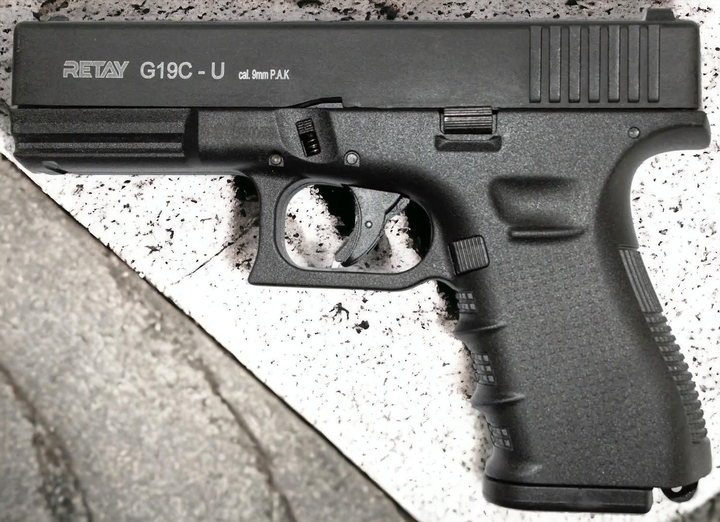 Стартовый шумовой пистолет RETAY G19 black Glok 19 (9 mm) - изображение 1