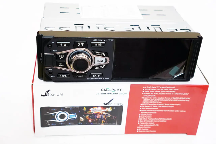 Автомагнитола 1din 4,1" USB Bluetooth RGB-підсвітка DIVX MP3 AV-in Сенсорний екран 4031 ISO - Фото 3 Автомагнитола 1din 4,1" USB Bluetooth RGB-підсвітка DIVX MP3 AV-in Сенсорний екран 4031 ISO - изображение 3