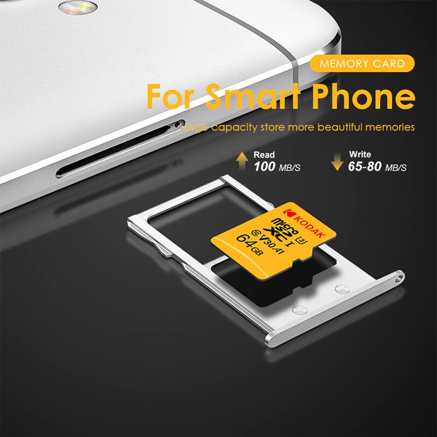 Карта памяти micro SD Kodak 64Gb U3, A1 class 10, UHS-I High Speed - изображение 3