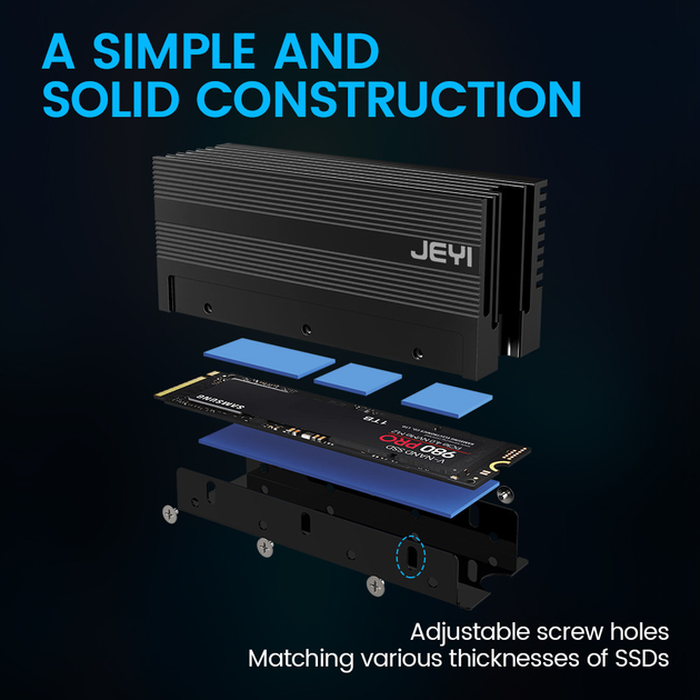 Радіатор алюмінієвий Jeyi для SSD M2 2280 великий - зображення 4