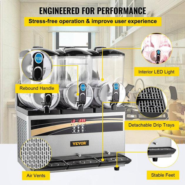 Гранітор Vevor Slush Ice Machine 3x15L - изображение 5