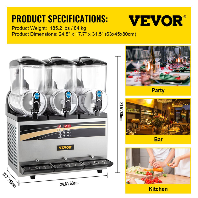 Гранітор Vevor Slush Ice Machine 3x15L - изображение 6