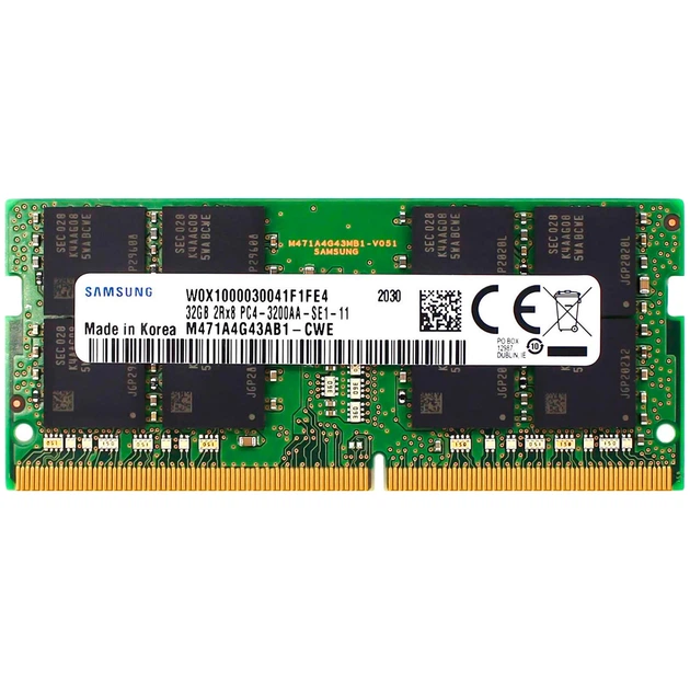 Модуль пам'яті для ноутбука Samsung SoDIMM DDR4 32GB 3200 MHz (M471A4G43BB1-CWE) - Фото 1 Модуль пам'яті для ноутбука Samsung SoDIMM DDR4 32GB 3200 MHz (M471A4G43BB1-CWE) - изображение 1