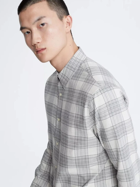 Рубашка хлопковая мужская Calvin Klein 22571560-020(grey) M Серая (197316036806) - Фото 4 Рубашка хлопковая мужская Calvin Klein 22571560-020(grey) M Серая (197316036806) - изображение 4