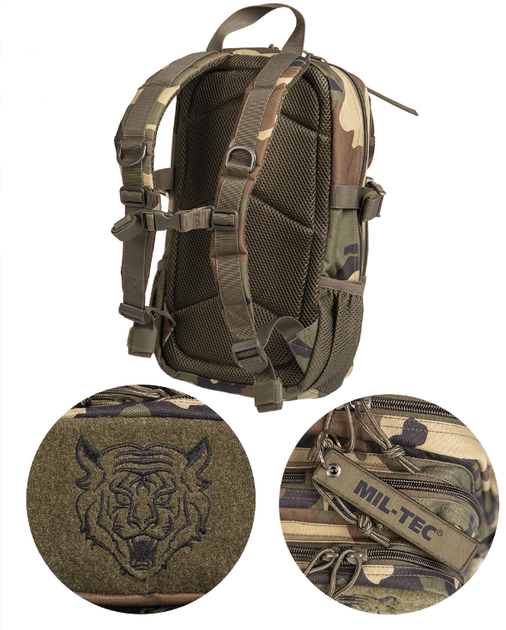 Рюкзак с карабином 14 л Мультикам Mil-Tec US ASSAULT PACK KIDS 14 WOODLAND (14001120-14) - изображение 2