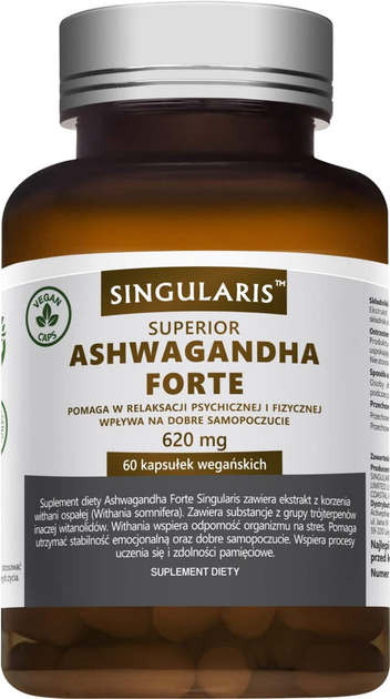 Дієтична добавка Singularis Superior Ashwagandha Forte 60 капсул (5907796631126) - зображення 1