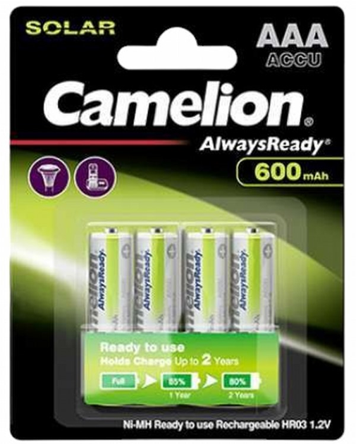 Акумулятори Camelion Always Ready AAA Micro 1.2 В 600 мАг 4 шт (17406403) - зображення 1