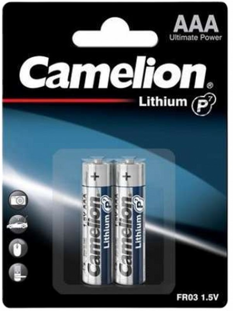 Літієві батарейки Camelion AAA Micro LR03 1.5 В 2 шт (19000203) - зображення 1
