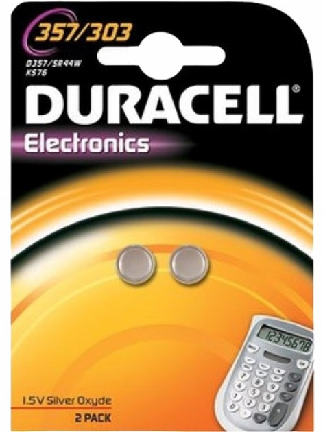 Літієві батарейки Duracell Silver Oxide Knopfzelle 357/303 1.5 В 2 шт (5000394013858) - зображення 1