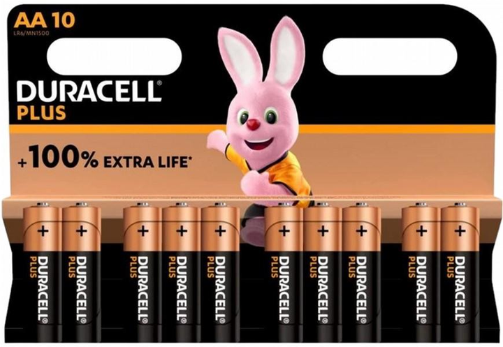 Лужні батарейки Duracell Extra Life AA 1.5 В LR06 10 шт (5000394163553) - зображення 1