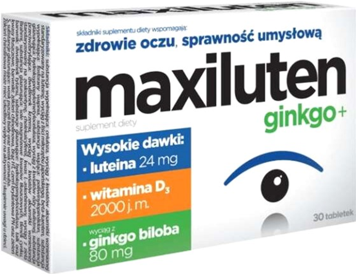 Дієтична добавка Aflofarm Maxiluten Ginkgo+ 30 таблеток (5902802703101) - зображення 1