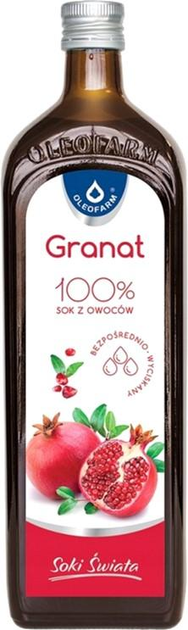 Sok z owoców granatu Oleofarm 100% NFC 980 ml (5904960011555) - obraz 1
