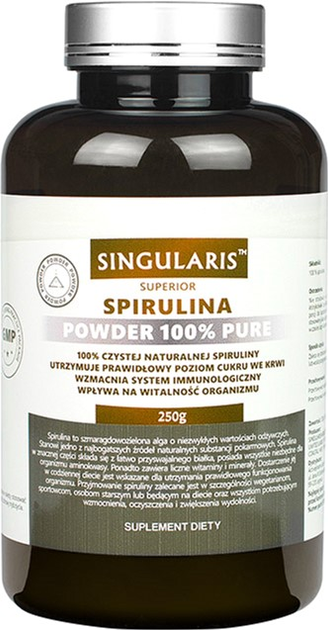 Suplement diety Singularis Superior Spirulina Powder 100% Pure 250 g (5903263262534) - obraz 1