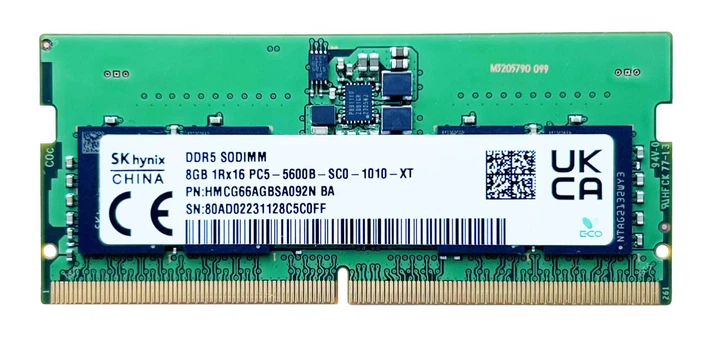 SK-Hynix 8GB DDR5 5600MHz SODIMM PC5-5600B-SC0 1Rx16 1.1V SO-DIMM