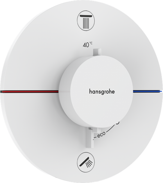 Смеситель скрытого монтажа по термостату HANSGROHE SHOWER SELECT COMFORT S 15554700, белый матовый - Фото 1 Смеситель скрытого монтажа по термостату HANSGROHE SHOWER SELECT COMFORT S 15554700, белый матовый - изображение 1
