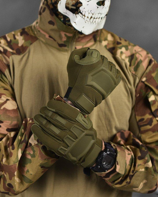 Армейские штурмовые полнопалые перчатки M олива (13426) - изображение 2