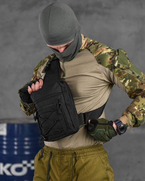 Тактична патрульна сумка-слінг Silver Knight 1л однолямкова чорна (85750) - зображення 2