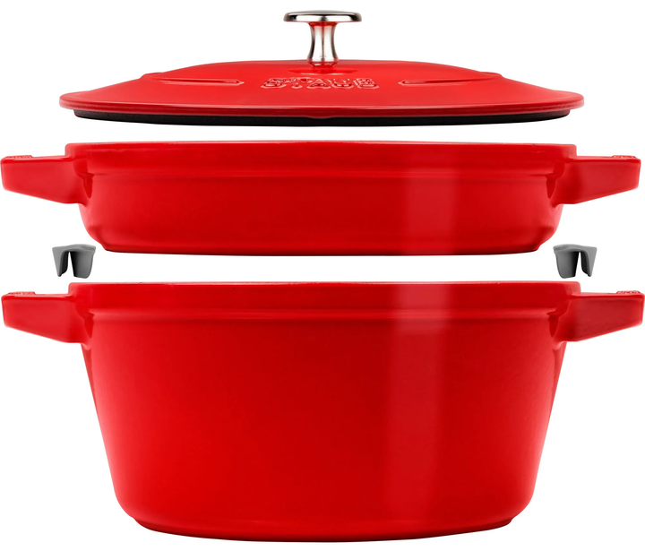 Zestaw naczyn zeliwnych Staub z pokrywką Red 24 cm 3 elementy (3272340054556) - obraz 1