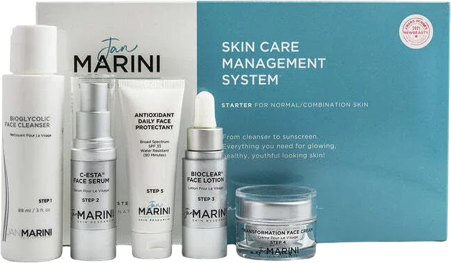 Zestaw do pielęgnacji twarzy Jan Marini Starter Skin Care Management System Żel oczyszczający 89 ml + Serum 15 ml + Lotion 15 ml + Transformujący krem do twarzy 14 g + Krem na dzień SPF 33 28 g (0814924011512) - obraz 2