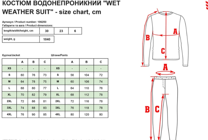 Костюм непромокаемый S Mil-Tec (GB0969) M-T - изображение 3