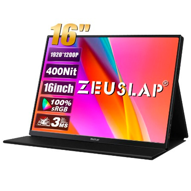 Портативный монитор ZEUSLAP Z16 Lite 16 дюймов Full HD 1920X1200 Черный (1013-936-00) - изображение 1