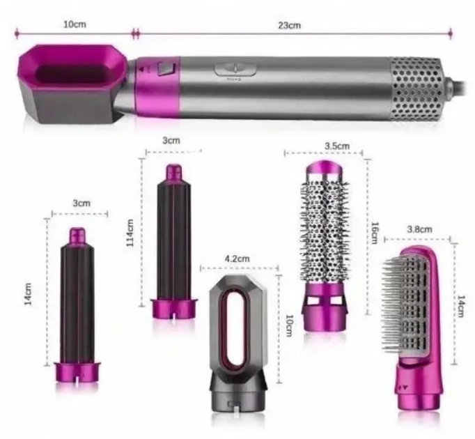 Стайлер для волос 5 в 1 Hair Brush 9234, розовый - изображение 3