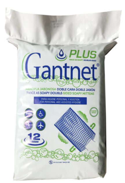 Рукавичка для миття тіла Gantnet Plus просочений з обох боків 12 шт (8437008551722) - зображення 1