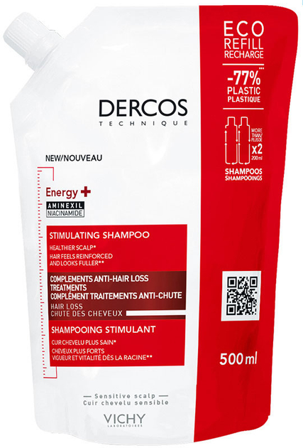 Шампунь Vichy Dercos Energy+ Stimulating Shampoo Refil 500 мл (3337875828277) - зображення 1