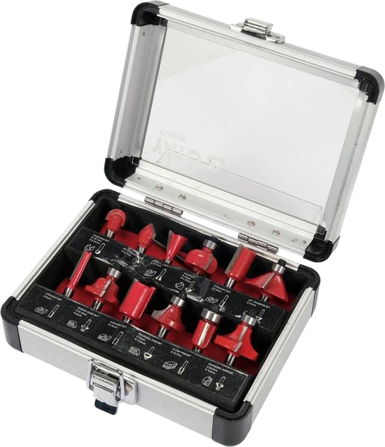 Zestaw frezów do drewna YATO z wrzecionem Ø 6-32 mm Ø 6 mm 12 szt YT-68006 (5906083083778) - obraz 2