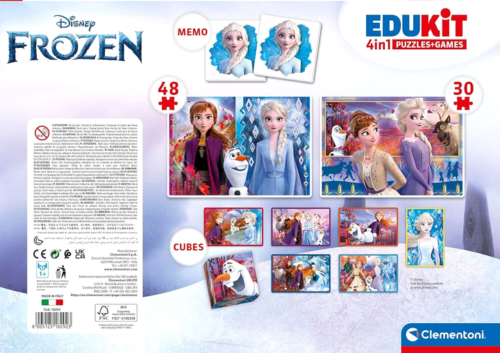 Набір пазлів і настільних ігор Clementoni Disney Frozen Edukit 4 в 1 (8005125182923) - зображення 2