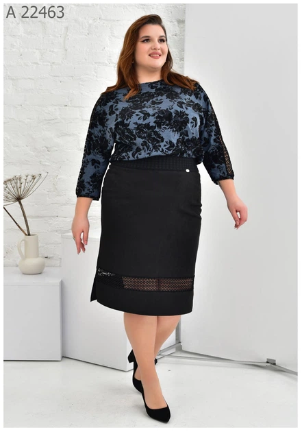 Женска юбка большого размера UF-Fashion MA - 22463 58 черный - изображение 2