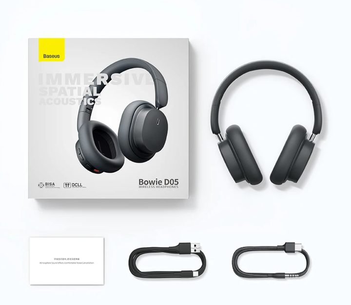 Беспроводные наушники Baseus Bowie Bluetooth 5.3 Earphone HIFI Stereo Headset 40mm, Серый (D05) - изображение 6