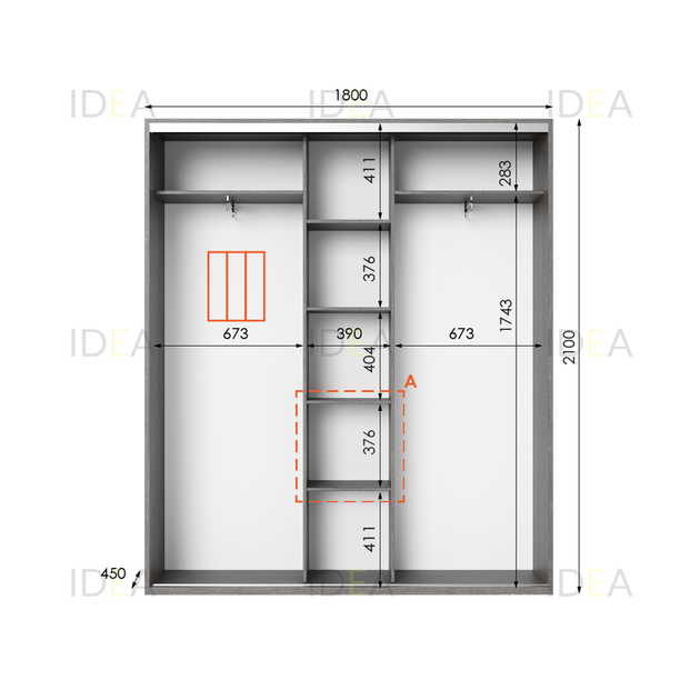 Шафа-купе IDEA серія 6 180 x 45 x 210 см Венге темний Дзеркало - Фото 2 Шафа-купе IDEA серія 6 180 x 45 x 210 см Венге темний Дзеркало - изображение 2