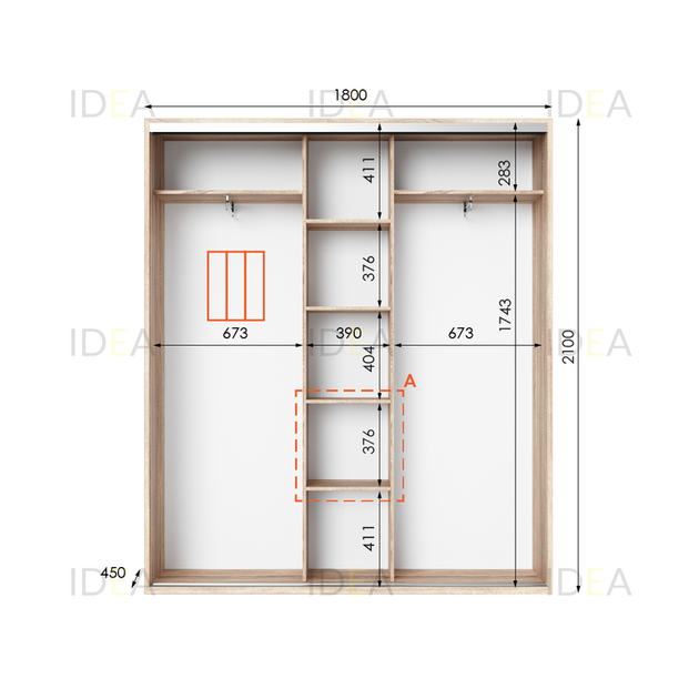 Шафа-купе IDEA серія 6 180 x 45 x 210 см Дуб сонома Дзеркало - Фото 2 Шафа-купе IDEA серія 6 180 x 45 x 210 см Дуб сонома Дзеркало - изображение 2