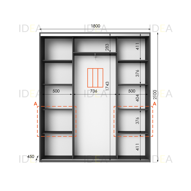 Шафа-купе IDEA серія 7 180 x 45 x 210 см Антрацит - Фото 2 Шафа-купе IDEA серія 7 180 x 45 x 210 см Антрацит - изображение 2