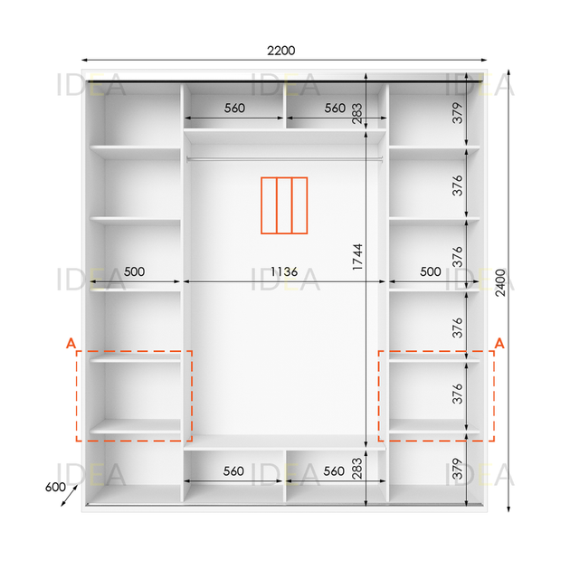 Шафа-купе IDEA серія 4 220 x 60 x 240 см Білий - изображение 2