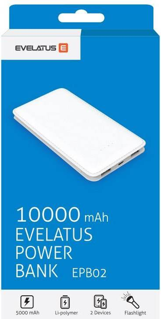 УМБ Evelatus Universal Power Bank EPB02 10000mAh White (4751024972168) - зображення 1