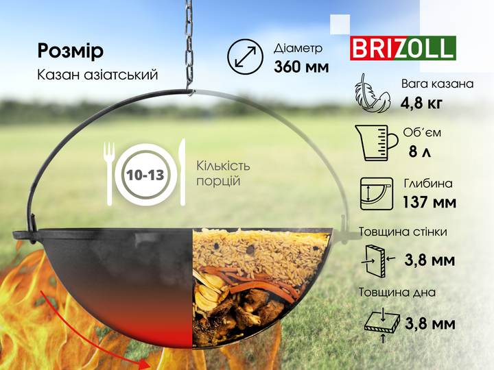 Казан чавунний азіатський 8 л (KA08) - зображення 5